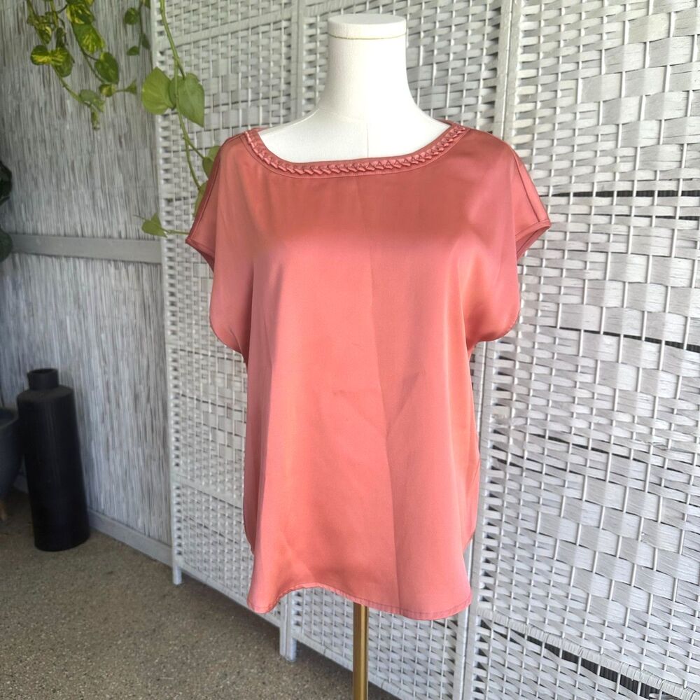 Joie Women's Medium Coral Dusty Rose Blouse Satin Top Casual